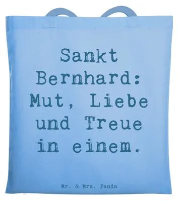 Produktbild von Mr. & Mrs. Panda Schultasche Spruch Sankt Bernhard - Sky Blue - Geschenk, Jutebeutel, Hundeliebhaber, Tasche, Laptoptasche, liebevolle Begleitung, Shopping, Hunderasse