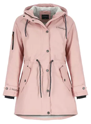 Produktbild von Wattlöper Damen Regenparka mit Kapuze und Taillenzug - Beschichteter Regenmantel in Rosa Größe M