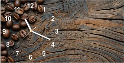 Produktbild von Wanduhr aus Glas mit Motiv Kaffeebohnenholz- 60 x 30 cm - inkl. Aufhängesystem