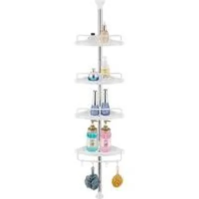 Produktbild von Famanu Duschregal ohne Bohren - Verstellbarer Duschorganizer 70-330 cm mit Ablagen und Haken