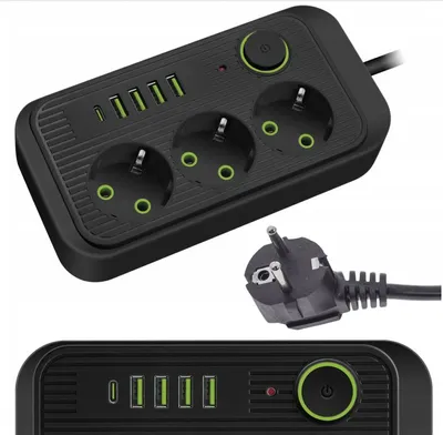 Obrázek produktu pro Prodlužovací kabel zásuvka lišta stolní zásuvka 2m 3gang + 4x USB