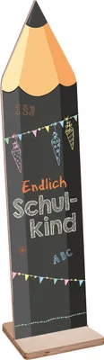 Produktbild von Aufsteller aus Holz zur Einschulung mit Motiv "Endlich Schulkind"