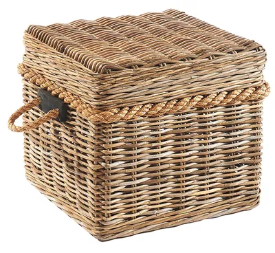 Obrázek produktu pro Kobolo stolička s úložným prostorem - pletená z ratanu - kubu šedá 50x50x45 cm - Storage Ordn