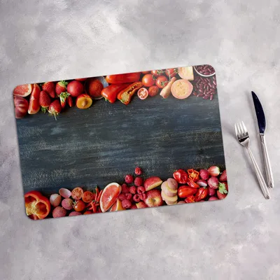 Produktbild von Tischset 6x45x30 cm + 6x10fi cm Platzset Tischmatte Platzmatte Untersetzer - Früchte auf Holz