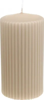 Produktbild von Stumpenkerzen Beige Rillenkerze 70/130mm 4er Set für stilvolles Ambiente und lange Brenndauer, 4 Stück