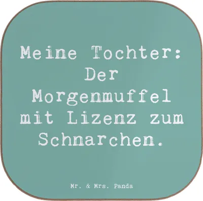 Produktbild von Mr. & Mrs. Panda Untersetzer für Gläser Spruch Tochter Morgenmuffel - Meeresbrise - Geschenk, Familienleben, Geburtstage, handgemacht, Tischuntersetzer, Freude, Coaster