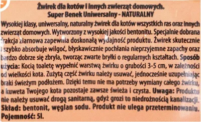 Image de Super Benek Universal Natural 5L - litière agglomérante naturelle en bentonite pour chats pour le bac à litière avec une odeur naturelle