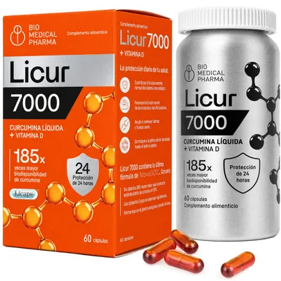 Imagen del producto de Licur 7000 curcumina NovaSOL con vitamina D3, 60 cápsulas líquidas