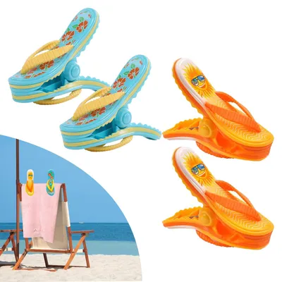 Strandhandtuchclips, 4 Stück, winddicht, Kunststoff, 11,5 x 3,8 x 8,5 cm