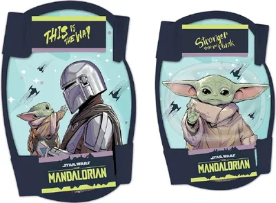Immagine prodotto di Protezioni per ginocchia e gomiti Star Wars Mandalorian per bambini - perfette per il pattinaggio e il monopattino