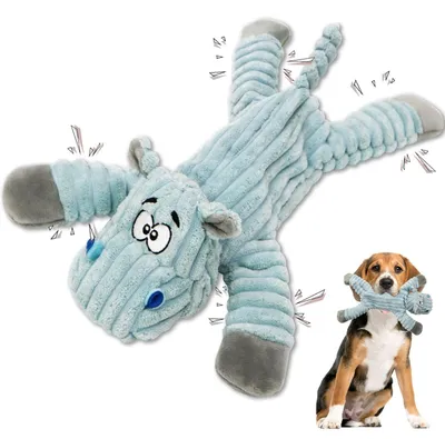 Immagine prodotto di Giocattolo per cani in peluche a forma di ippopotamo, con carta "frusciante" all'interno, adatto a cani di piccola, media e grande taglia