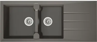 Image de Évier de cuisine encastrable à 2 cuves + 1 égouttoir Aloa - en plastique - 116 x 50 cm - gris béton