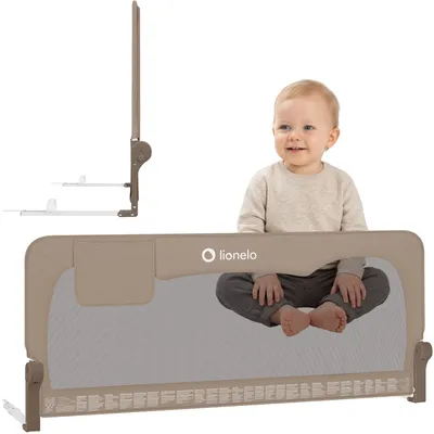 Produktbild von LIONELO Hanna Bettgitter Rausfallschutz 150 cm x 66 cm, zusammenklappbar um 180 Grad, luftiges Netz, einfache Montage, Standsafe-Blockade, SecureBelt, KI-generiertes Bild