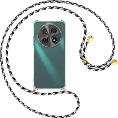 Produktbild von Handykette Backcover-Schutzhülle mit Band (Metall goldfarben) für Huawei nova 12i - schwarz/grau/weiß