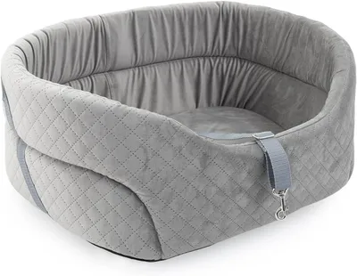 Produktbild von Universal Hundeautositz Waschbar und Abriebfest, für Vordersitz, Beifahrersitz und Rückbank, Hundebett Hundetasche, Größe: 39 cm x 32 cm, Grau - WildKunstleder