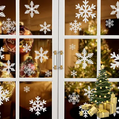 Weihnachts-Fensterbilder, 152 Stück, weiß