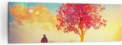 Produktbild von Bild auf Leinwand - Leinwandbild - Baum Wiese Feld - 160x50cm - Wand Bild - Wanddeko - Wandbilder - Leinwanddruck - Bilder - Kunstdruck - Wanddekoration - Leinwand bilder - Wandkunst - AB160x50-3715