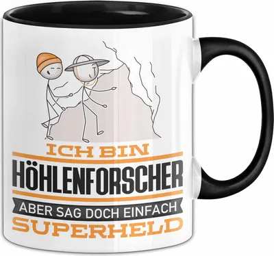 Produktbild von Höhlenforscher Geschenk Tasse Ich Bin Höhlenforscher Aber Sag Doch Einfach Superheld Lustige Geschenkdiee für Höhlenforscher Kaffee-Becher (Schwarz)