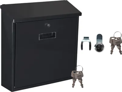 Produktbild von Briefkasten Schwarz mit Namenssschild & Ersatzschloss Postbox für 1-Familienhaus