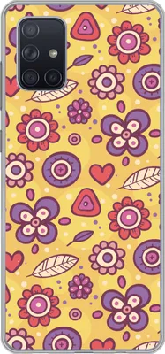 Produktbild von MuchoWow® Handyhülle Schutzhülle Hülle für Telefoonhoesje Samsung Galaxy A51 Muster - Blumen - Lila - Orange Silikon Softcase Handy Hülle - Schutzabdeckung