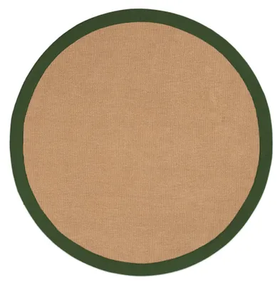 Image de carpetfine Tapis en sisal tissé à la main couleur naturelle 240x340 cm avec bordure en coton vert | Tapis naturel antidérapant moderne uni en fibres naturelles tissage plat pour salon et chambre