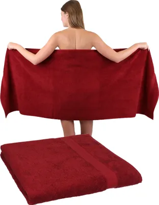 Produktbild von Betz 2 Stück Saunatücher 70 x 200 cm PREMIUM 100% Baumwolle Badetuch Liegetuch Strandtuch   Farbe: rubinrot