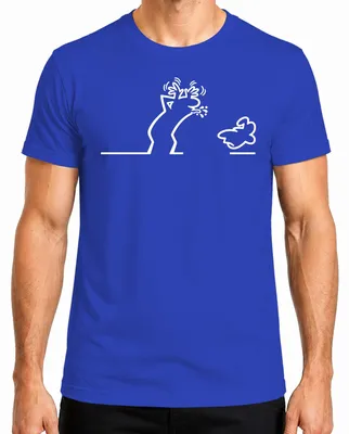 Imagen del producto de Camiseta para hombre, diseño "Linea Strichmännchen Balum Osvaldo Kult Cartoon", color azul, talla L