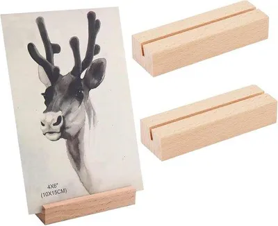 Produktbild von Houten Tischkartenhalter, 15 x 4 x 2 cm, Holz Tischkartenhalter, Kartenhalter mit 5mm Kartenfach, Tischnummernhalter, Fotohalter für Hochzeit, Holz Kartenhalter