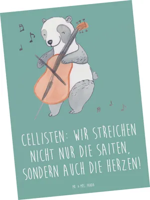 Produktbild von Mr. & Mrs. Panda Postkarte Cello Herz - Meeresbrise - Geschenk, Ansichtskarte, Musik, Postkarten, Lernen, bildkarte, Instrument, Musikinstrument, Ansichtskarten, Solo