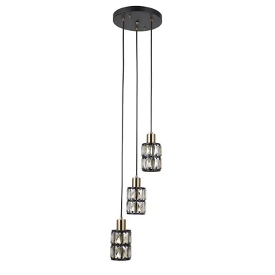 Zdjęcie produktu dla Lampa wisząca bursztynowe kryształy Menfi czarna 3xE27x40W metal wym:120x25x25cm IP20 Italux