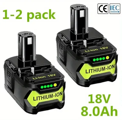 Immagine prodotto di Batteria agli ioni di litio, capacità 8000 mAh, compatibile con utensili elettrici, 2 pezzi da 8,0 Ah