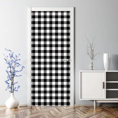 Produktbild von Dekorative Türposter Aufkleber selbstklebend Klebefolie Klassisch kariert 77 x 200 cm