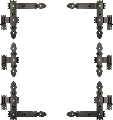 Obrázek produktu pro KOTARBAU® úhlový závěs pro dveře a okenice s ocelovým háčkem černý dekorativní 300 X 300 mm sada 6 ks