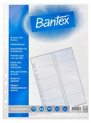 Produktbild von Bantex A4 Visitenkartenhüllen 100mic 10 Stück