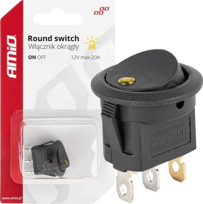 Image de Interrupteur rond 12V 20A avec éclairage LED jaune AMIO-03962