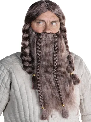 Produktbild von Zwergenbart Set mit Perücke - Kostüm König Thor