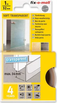 Produktbild von fix-o-moll Türdichtung Soft selbstklebend transparent 1 m x 32 mm