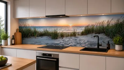 Produktbild von Raumwand Küchenrückwand Nordsee 5mm Acrylglas als Spritzschutz Küchenwand wasserfest, inkl. UV- Direktdruck und Weißhinterlegung 260 x 60 cm