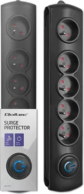 Obrázek produktu pro Qoltec 50269 přepěťová ochrana černá 5 zásuvek 230 V 1,8 m