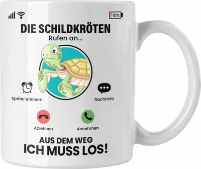 Produktbild von Trendation - Die Schildkröten Rufen An Tasse Geschenk für Schildkröten Züchter Besitzer Geschenkidee Lustig Spruch (Weiß)