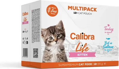 Productafbeelding van CALIBRA Cat Life pouches Kitten, voerpakket voor kittens - natvoer voor katten - 12 x 85g