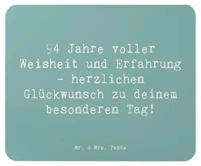 Produktbild von Mr. & Mrs. Panda Mousepad Spruch 94. Geburtstag - Meeresbrise - Geschenk, Geburtstagsgeschenk, pc mausunterlage, besonderes Jubiläum, unvergesslicher Tag, Happy Birthday