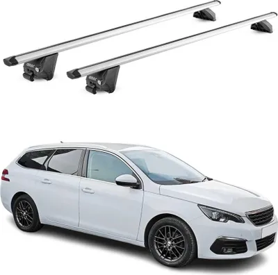 Image de Barres de toit transversales pour Peugeot 308 SW 2014-2021 Alu Gris 2 pièces ABE