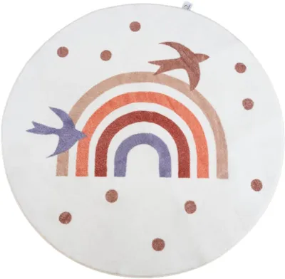 Produktbild von Kinderteppich rund 120 cm, Regenbogen Motiv, rutschfest, für Kinderzimmer