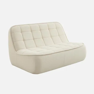 Immagine prodotto di sweeek - Divano a due posti con rivestimento bouclé testurizzato - Bianco antico