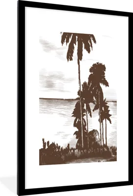 Produktbild von MuchoWow® MuchoWow® Gerahmtes Poster Meer - Palme - Strand 60x90 cm - Poster mit zchwarzem Bilderrahmen - Dekoration - Wandposter Wohnzimmer - Hochwertig