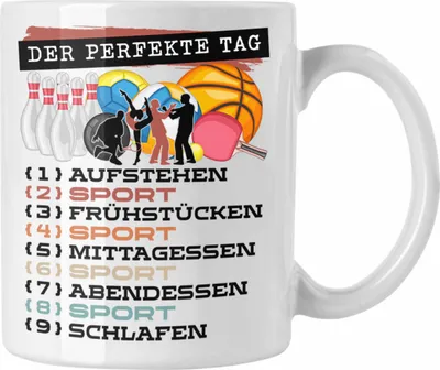 Produktbild von Trendation - Sportler Tasse Geschenk für Ballsportler Spruch Der Perfekte Tag Geschenkidee Lustig (Weiß)