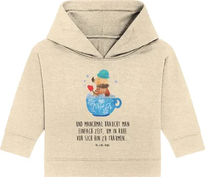 Produktbild von Mr. & Mrs. Panda Organic Baby Hoodie Nachtfalter Schaumbad 12. - 18. Monat - Natural Raw - Geschenk, Baden, Tasse, Ziele, Badezimmer, WC, Bad, Kapuzensweatshirt