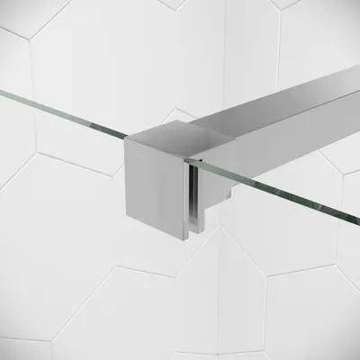 Produktbild von Duschwand 70 x 200 cm aus 8 mm Sicherheitsglas, Chroom, feste Wand mit Profil und Stabilisierungsstange
