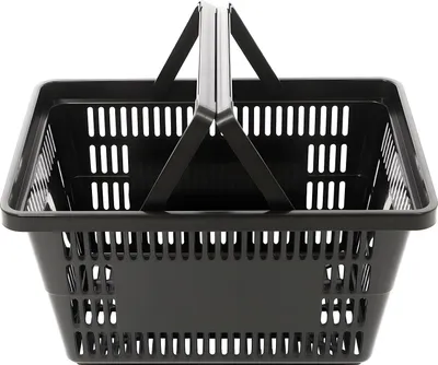 Produktbild von Einkaufskörbe/Ladenkörbe - 12er Pack 28 l Handkörbe - PP-Kunststoff - Wiederverwendbar - Für Einzelhandel & Markt - Schwarz